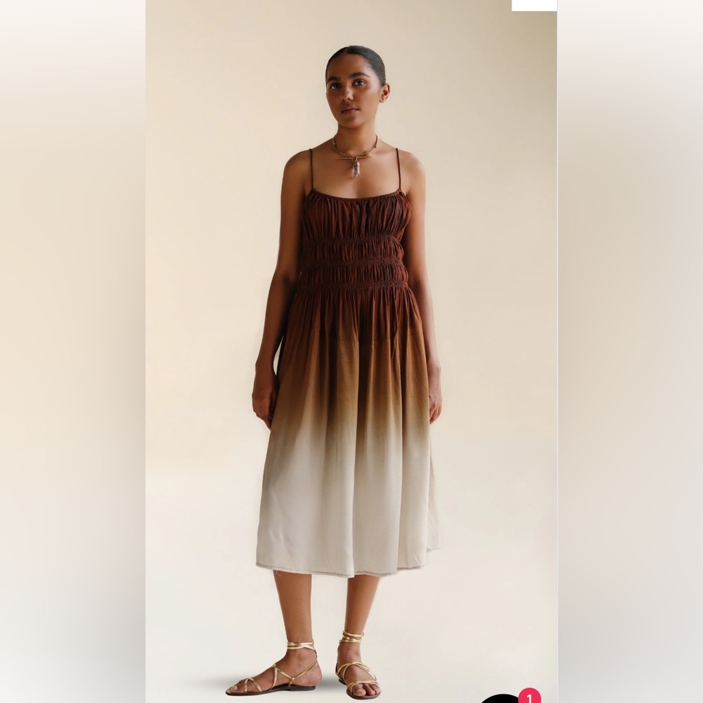FARA banana silk midi dress